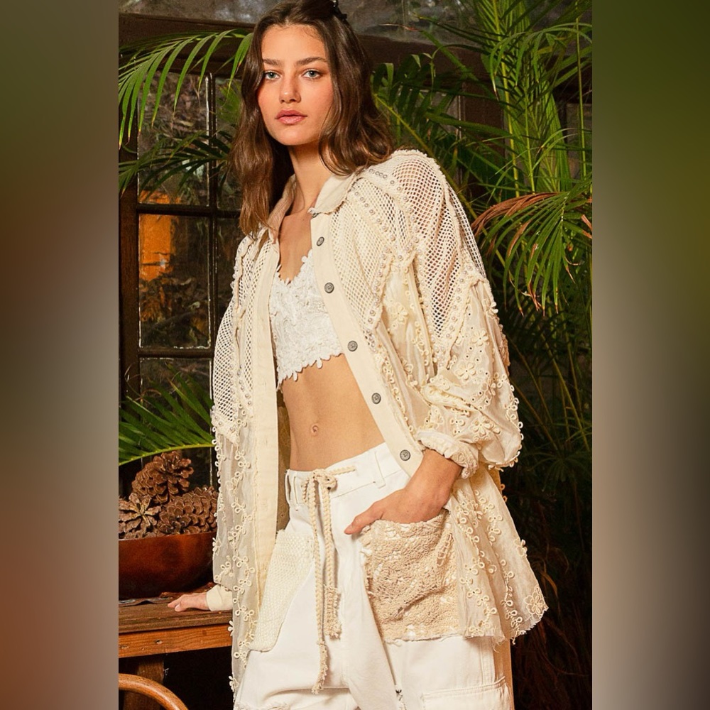 Elegant Cream Lace Women's top